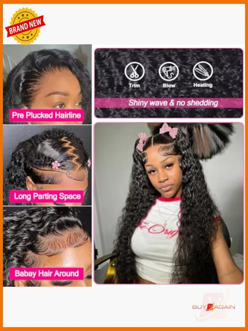 200 Density Water Wave Lace Front Human Hair Wig 20 Inch